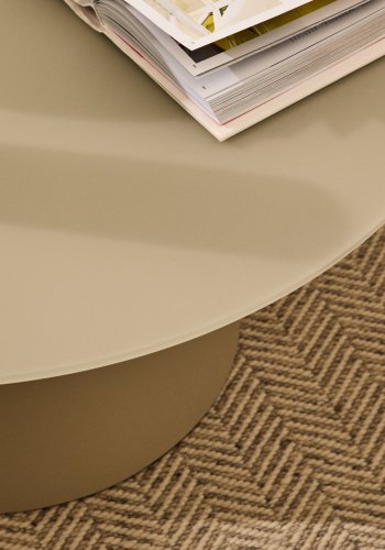 KAVE HOME Wilshire salongbord i herdet glass og metall med matt gr finish, 80 cm