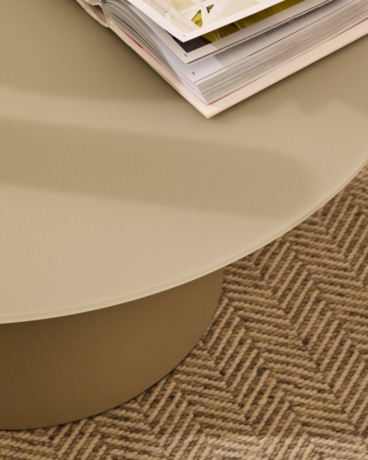 KAVE HOME Wilshire salongbord i herdet glass og metall med matt gr finish, 80 cm