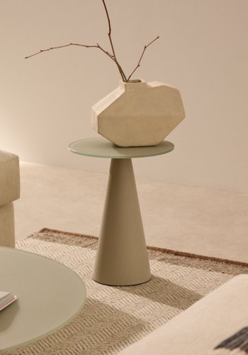 KAVE HOME Wilshire sidebord med frostet herdet glass og stl med matt grmalt finish.