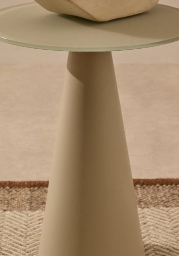 KAVE HOME Wilshire sidebord med frostet herdet glass og stl med matt grmalt finish.