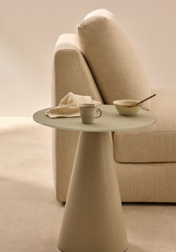 KAVE HOME Wilshire sidebord i herdet glass og metall med matt gr finish, 50 cm