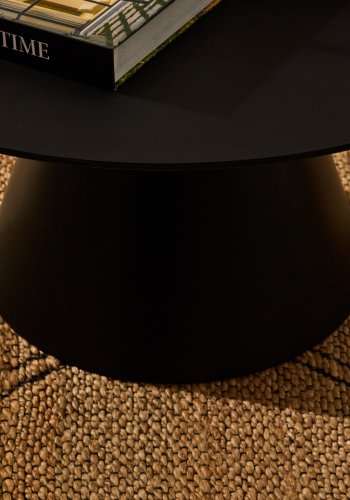 KAVE HOME Wilshire salongbord, rundt - matt sort glass og metall (80)