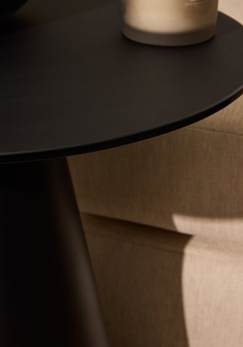 KAVE HOME Wilshire sidebord, rundt - matt sort glass og metall (50)