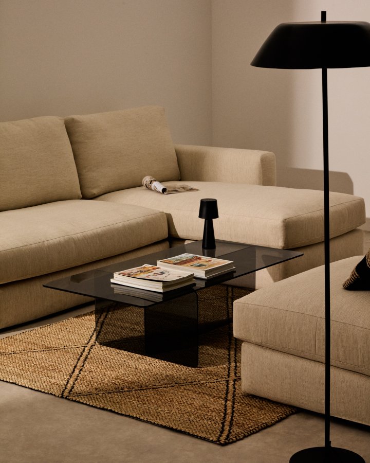 KAVE HOME Zaren grtt salongbord laget av herdet glass, 120 x 60 cm