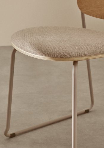 KAVE HOME Meli spisebordsstol, stabelbar - poppelkrydsfiner, beige chenille og beige metal