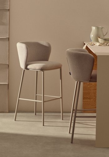 KAVE HOME Ciselia krakk i beige chenille og beige stl, hyde 65 cm, FSC Mix Credit