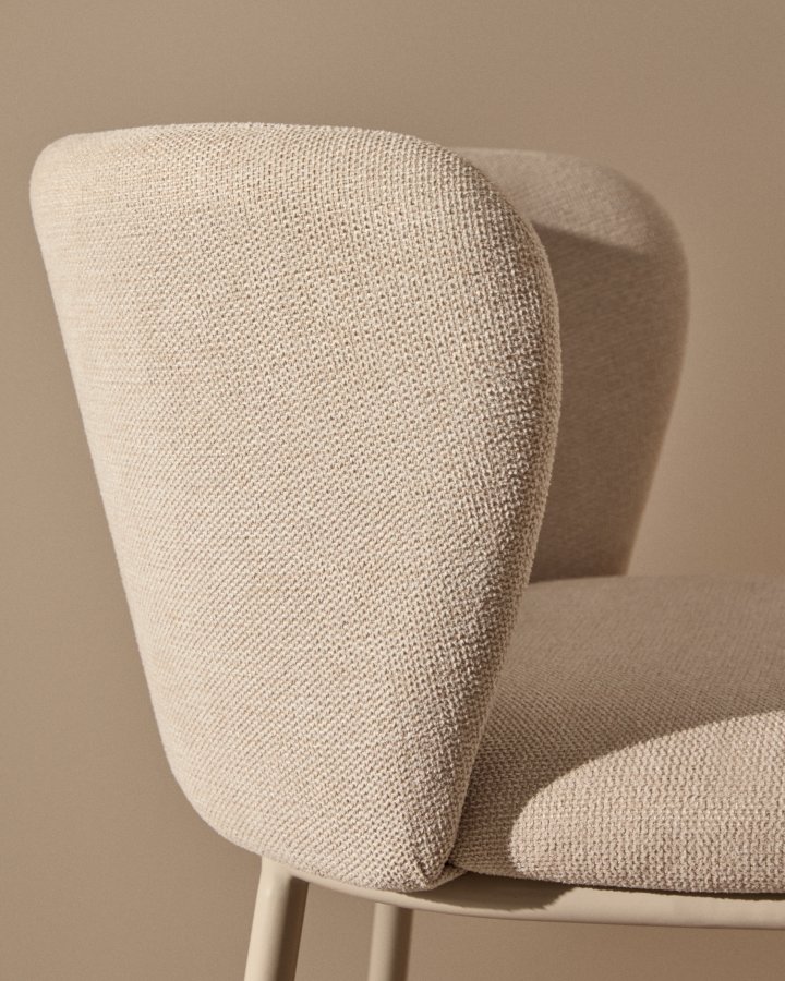 KAVE HOME Ciselia krakk i beige chenille og beige stl, hyde 65 cm, FSC Mix Credit