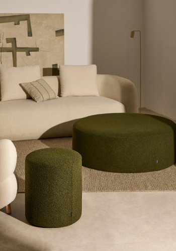 KAVE HOME Kaeli betr�k til fodst�tte, rund - gr�n boucl� (�43)