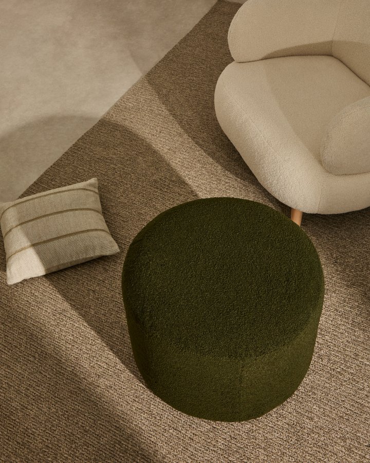 KAVE HOME Kaeli betr�k til fodst�tte, rund - gr�n boucl� (�43)