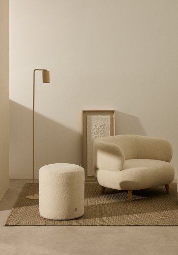 KAVE HOME Kaeli betr�k til fodst�tte, rund - ecru boucl� (�43)