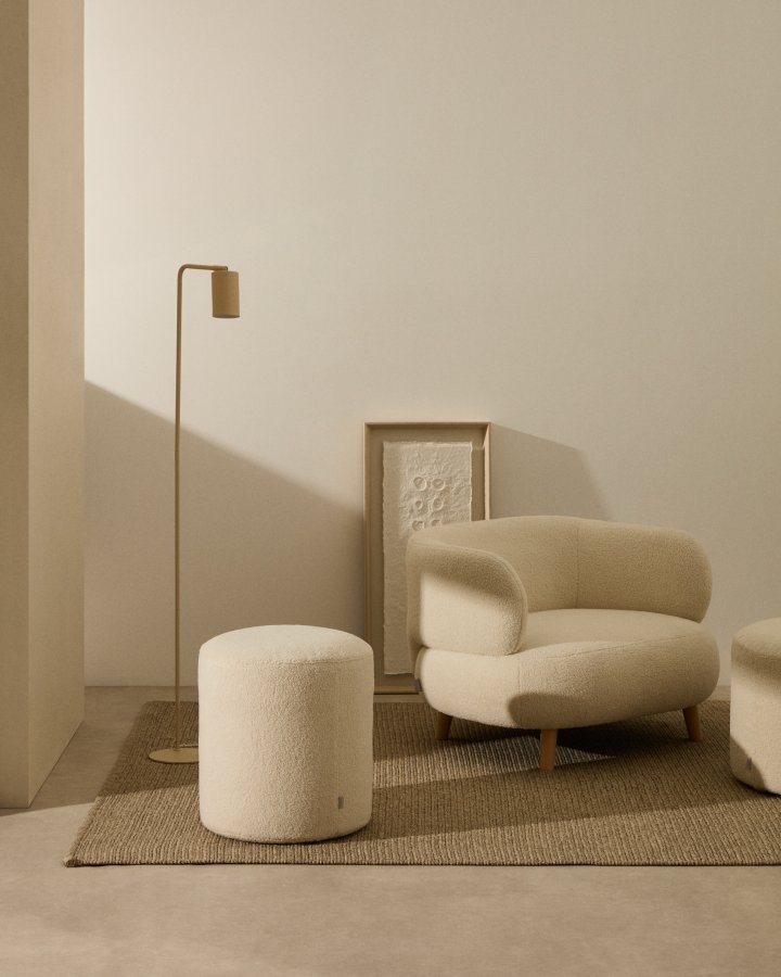 KAVE HOME Kaeli betr�k til fodst�tte, rund - ecru boucl� (�43)