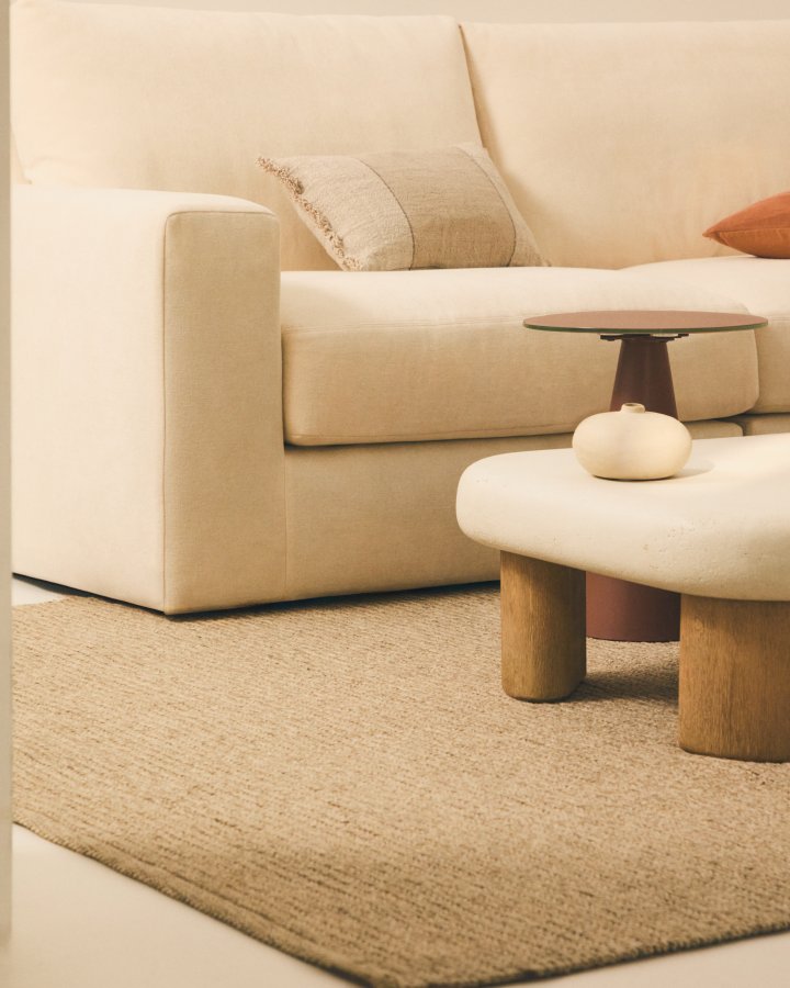 KAVE HOME Alea 5-pers. modul�r hj�rnesofa, m. aftageligt betr�k - ecru chenille (310x310cm)