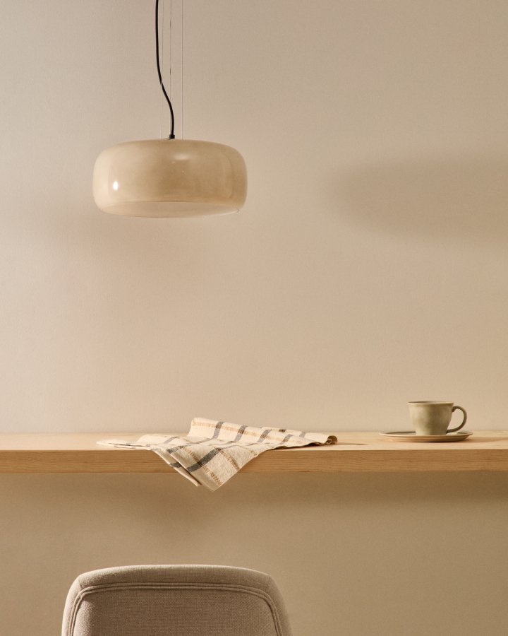 KAVE HOME Reig loftslampe, rund - lysegr� glas (�38)