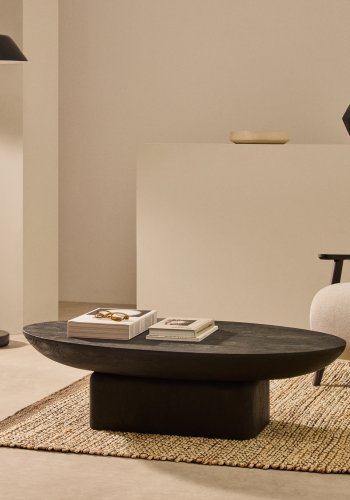 KAVE HOME Ovak sofabord, oval - sort akacietr� (140x70)