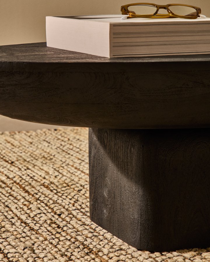 KAVE HOME Ovak sofabord, oval - sort akacietr� (140x70)