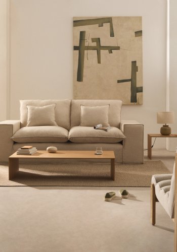 KAVE HOME Anarela 2-pers. sofa, m. aftageligt betr�k og hynder - beige h�r (240cm)