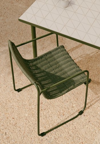 KAVE HOME Maurina stol i grnt galvanisert stl og grnn tausnor