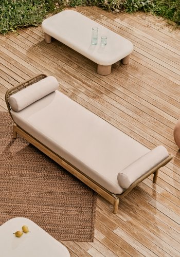 KAVE HOME Catalina solseng, m. hynder - beige snor akacietr� (208x73)