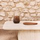 KAVE HOME Drasi salongbord i sement med travertin-effekt 140 x 70 cm