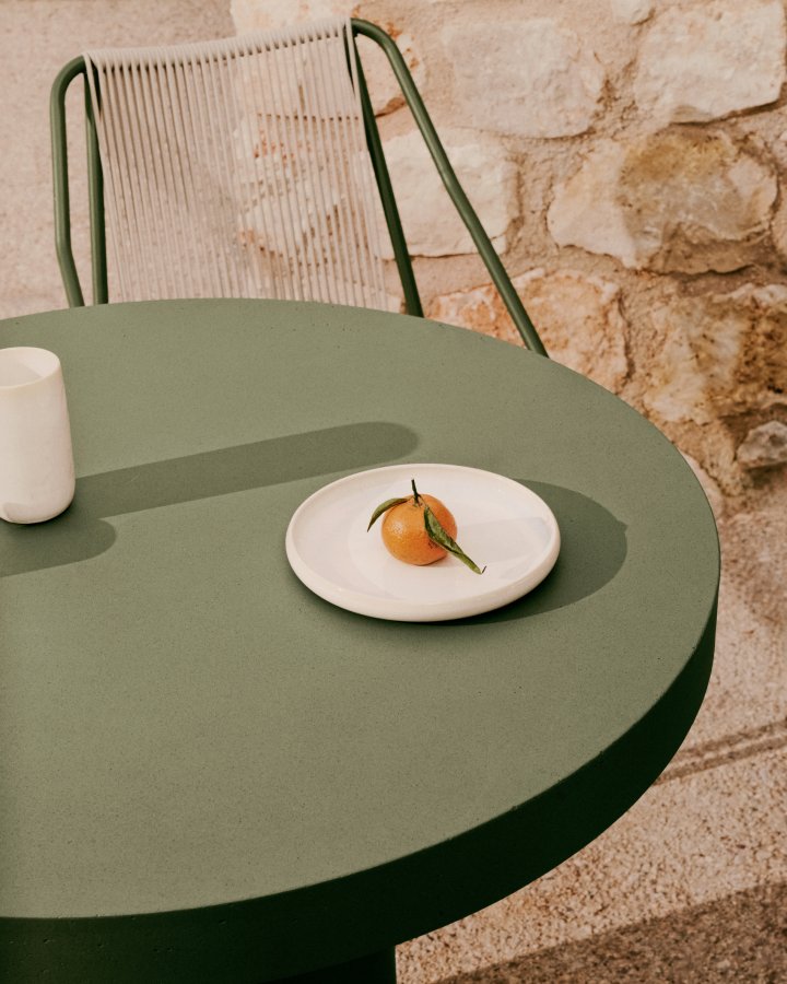 KAVE HOME Aiguablava hagebord, rundt - grnn sement (90)