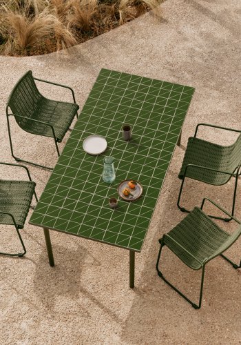 KAVE HOME Maurina stol i grnt galvanisert stl og grnn tausnor