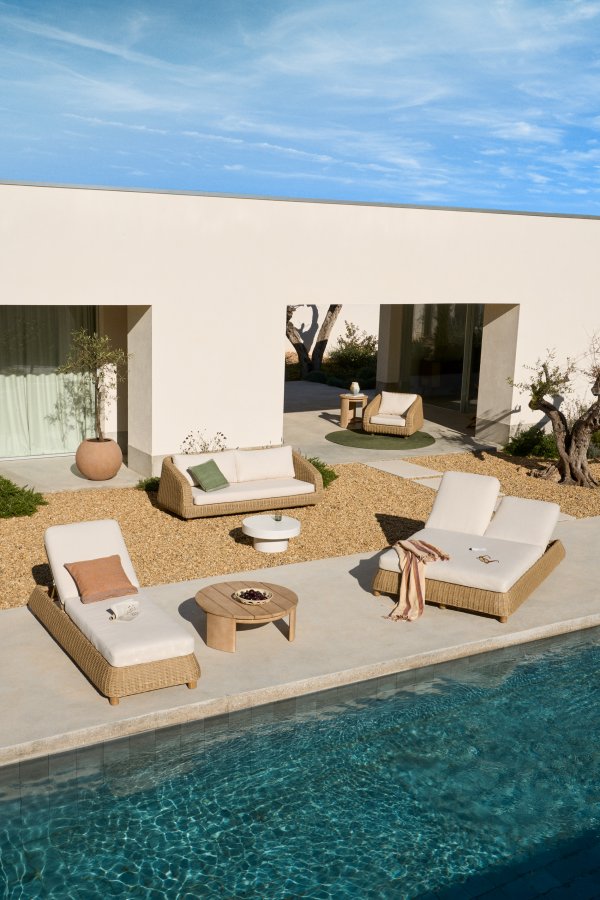 KAVE HOME Meria 3-pers. havesofa, m. hynder - syntetisk rattan og akacietr� (B:208)