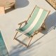 KAVE HOME Vilara udend�rs liggestol, foldbar - gr�n og beige stribet stof og natur akacietr�