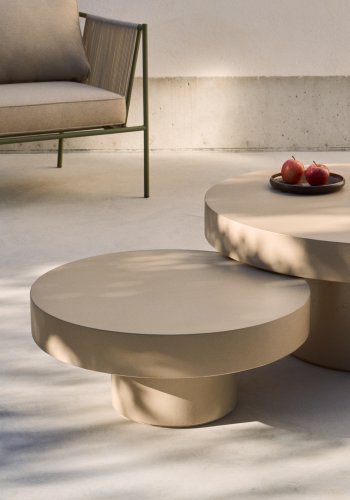 KAVE HOME Aiguablava utendrs salongbord, rundt - beige sement (90)