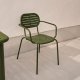 KAVE HOME Brai stabelbar utestol med armlener i grnt galvanisert stl