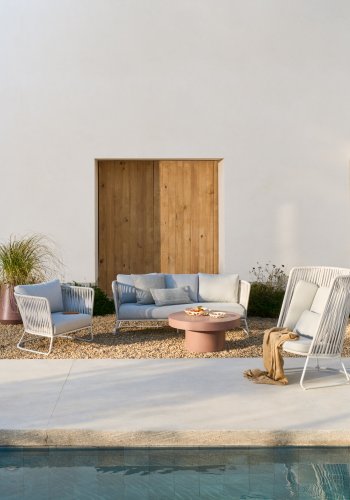 KAVE HOME Saconca utendrs 3-seters sofa i tau og grtt galvanisert stl 189 cm