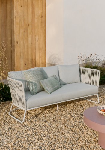 KAVE HOME Saconca utendrs 3-seters sofa i tau og grtt galvanisert stl 189 cm