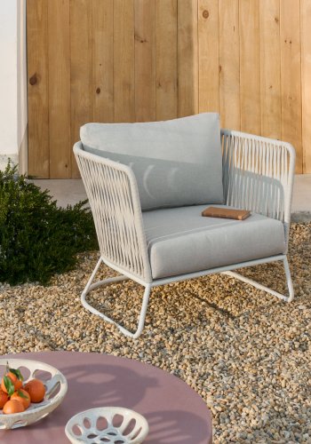 KAVE HOME Saconca utendrs lenestol i tau og grtt galvanisert stl