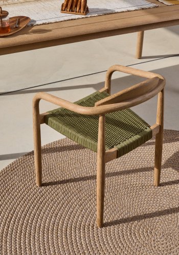 KAVE HOME Nina hagestol, med armlener, stabelbar - grnt tau og akasietre