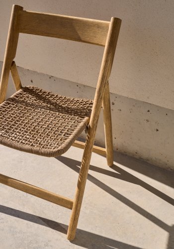 KAVE HOME Dandara hagestol, sammenleggbar - beige snor, akasietre og stlkonstruksjon