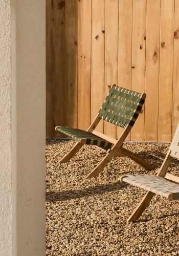 KAVE HOME Chabeli utendrs klappstol - grnn stoffsnor og akasietre