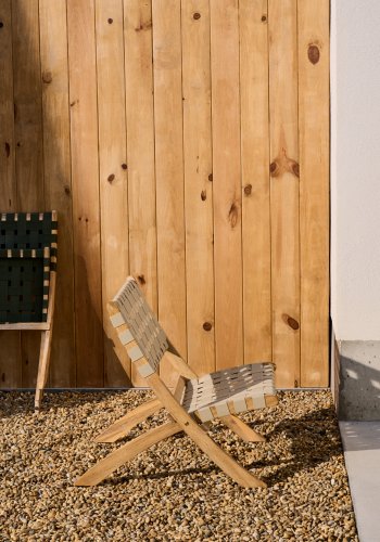 KAVE HOME Chabeli utendrs klappstol - kremfarget stoffsnor og akasietre