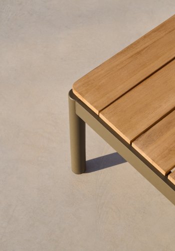  KAVE HOME Sorells udend�rs sofabord, rektangul�r - natur teaktr� og gr�n aluminium (63x144,6)