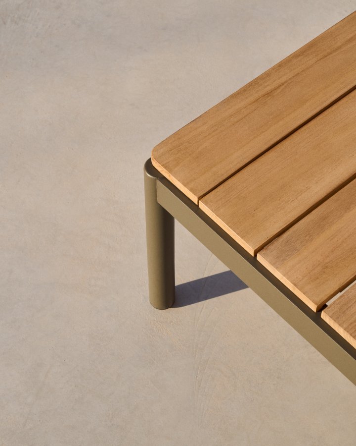  KAVE HOME Sorells udend�rs sofabord, rektangul�r - natur teaktr� og gr�n aluminium (63x144,6)