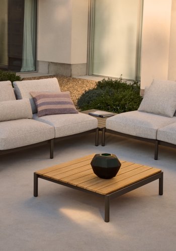  KAVE HOME Sorell salongbord i grnn aluminium og teak 89 x 91 cm FSC 100%