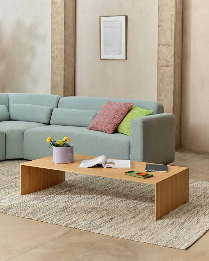 KAVE HOME Litto salongbord i eikefiner med naturlig farge, 140 x 70 cm