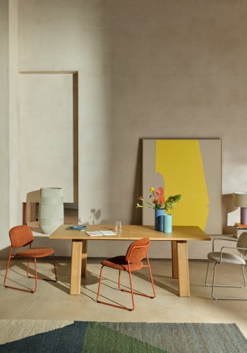 KAVE HOME Arlen spisebord, med uttrekk - naturlig finer og eik (200(250)x95)