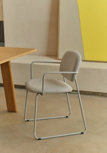 KAVE HOME Meli spisebordsstol, m. arml�n - beige chenille og beige metal