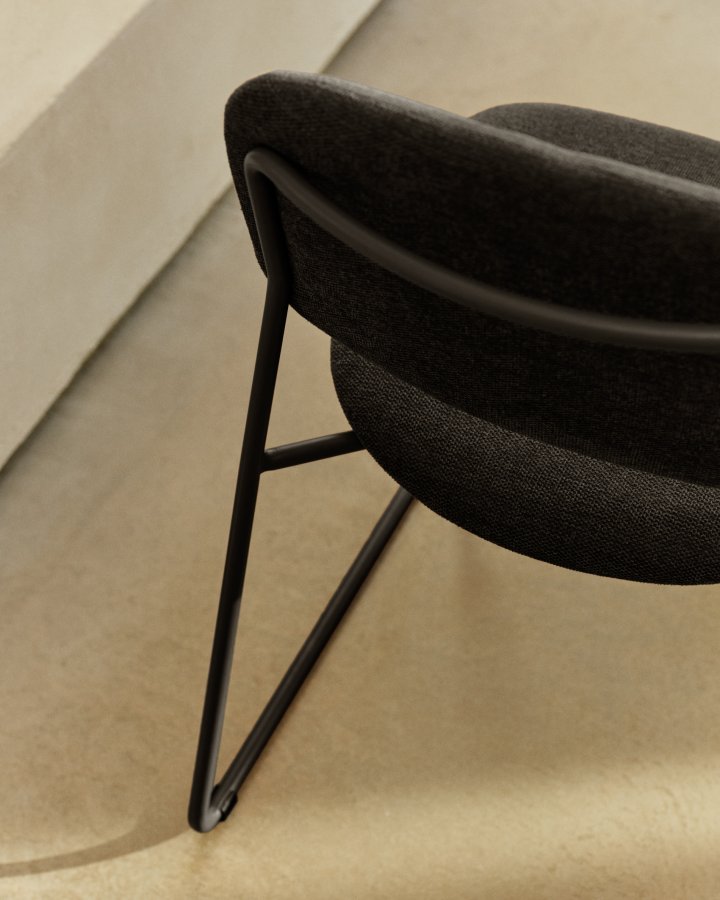 KAVE HOME Meli spisebordsstol, stabelbar - gr� chenille og gr� metal