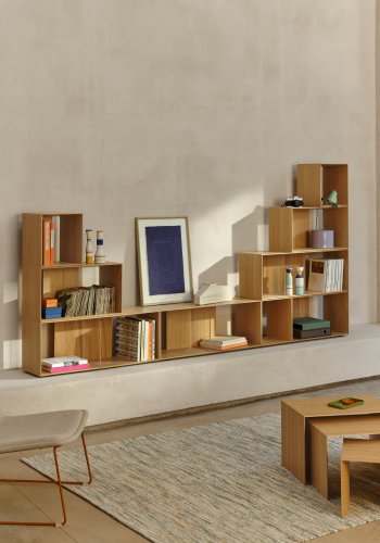 KAVE HOME Litto modulr bokhylle, rektangulr - brun eikefiner (202x114) (sett med 9)