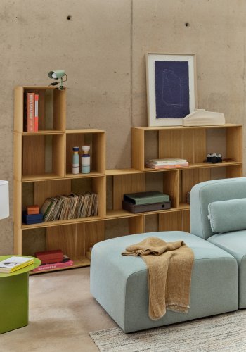 KAVE HOME Litto modulr bokhylle, rektangulr - brun eikefiner (202x114) (sett med 9)