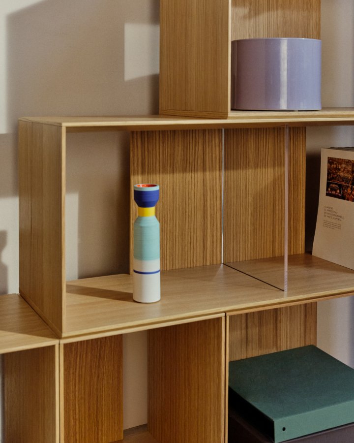 KAVE HOME Litto modulr bokhylle, rektangulr - brun eikefiner (202x114) (sett med 9)