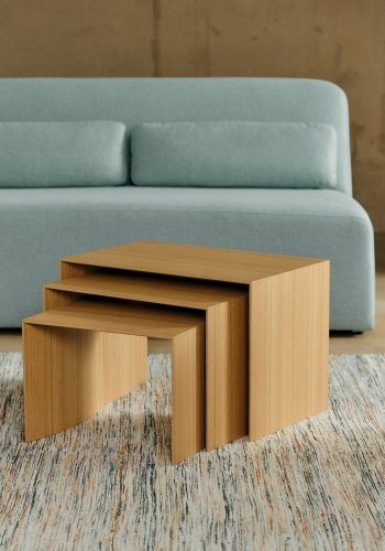  KAVE HOME Litto Satztische – natürliches Eichenfurnier (3er-Set)