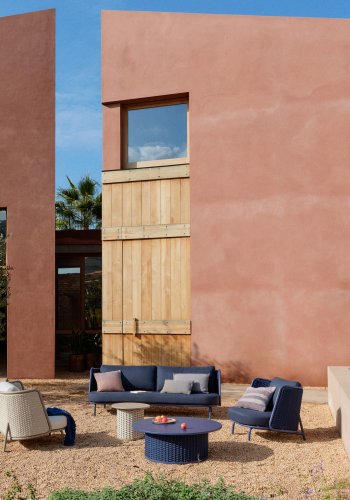 KAVE HOME Sedalis utendrs salongbord i aluminium med bl tausnor 99 cm