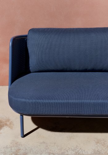 KAVE HOME Sedalis utendrs 3-seters sofa i aluminium og bltt tau 210 cm