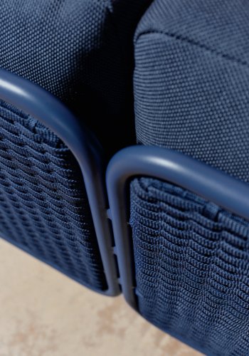 KAVE HOME Sedalis utendrs 3-seters sofa i aluminium og bltt tau 210 cm